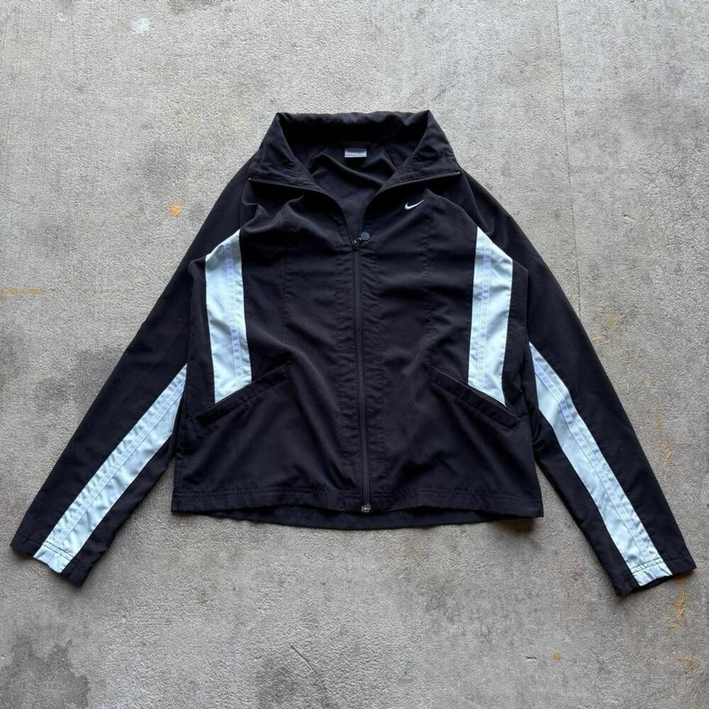 Y2k Nike striped windbreaker track jacket black and white